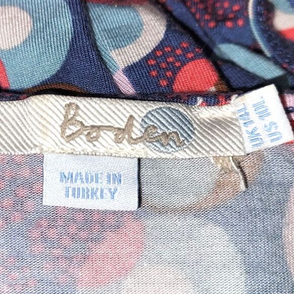 BODEN Dress, 10, Jersey, Multicolor circles/Polka dots, sash, 3/4 sleeves - Picture 12 of 15